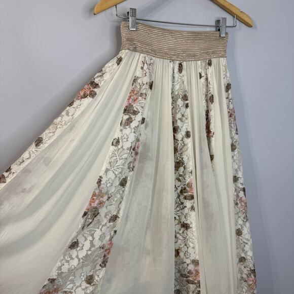 Free People Romantic Godet Floral High-low Skirt Festival Boho Lace Crochet Sz S - Picture 11 of 13